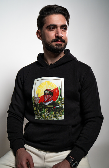 Black Cotton Hoodie Printed Avatar