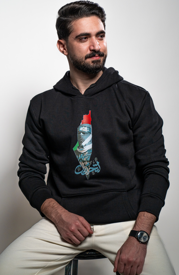 Black Cotton Hoodie Printed Avatar