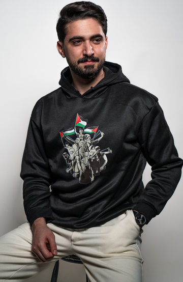 Black Cotton Hoodie Printed Avatar