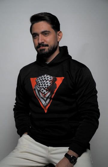 Black Cotton Hoodie Printed Avatar