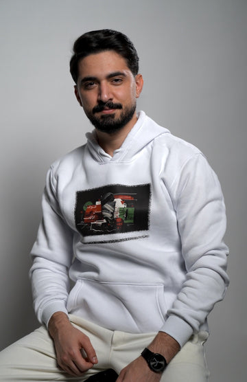 White Cotton Hoodie Printed Avatar