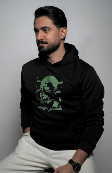 Black Cotton Hoodie Printed Avatar